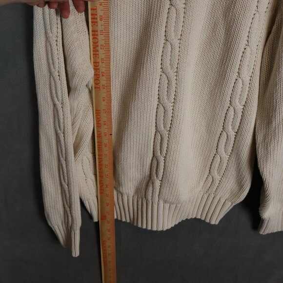 Vintage Preswick & Moore Sweater Mens Medium Tennis Cable Knit Grandpacore 90s - Picture 11 of 13